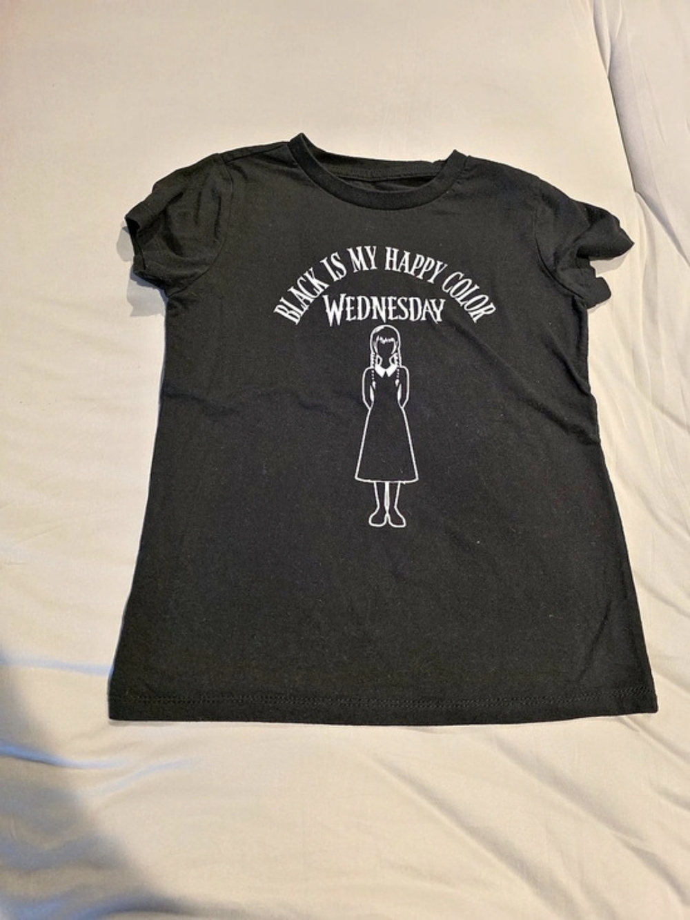 Wednesday Black Is My Happy Color T-Shirt Graphic Black Short Sleeve